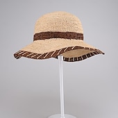preiswerte Partyhut-Hüte Strohfaser-Eimerhut Strohhut Sonnenhut Hochzeit Strand elegant einfach mit Spleißkopfbedeckung Kopfbedeckung