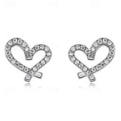 abordables Boucles d&#039;oreilles-Boucles d&#039;oreilles à tige en diamant synthétique pour la Saint-Valentin, classiques, précieuses, élégantes, simples, bijoux en argent blanc pour mariage, fiançailles, 1 paire