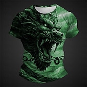 ieftine Tricouri cu imprimeu animal-Bărbați Grafic Animal Balaur Tricou Manșon scurt Tricou Tipărire 3D Stil Nautic Cămașă Zilnic Designer Casual Sport exterior Concediu Ieșire Verde Deschis Albastru piscină Roșu Primavara vara