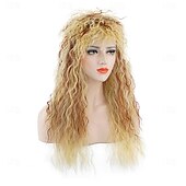 ieftine Peruci istorice-Perucă de costum din anii &#039;80 pentru femei perucă de rocker lungă ondulată blondă cu nuanțe roșiatice carnaval (doar peruci) peruci de Halloween
