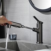 economico Rubinetti per lavandino bagno-Lavandino rubinetto del bagno - Doccetta estraibile Galvanizzato Installazione centrale Una manopola Un foroBath Taps