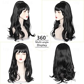 economico Parrucche storiche-Parrucca lunga nera ondulata beehive vintage grande bouffant Parrucche beehive per donne si adattano ai costumi degli anni 50 e 80 Parrucche di Halloween