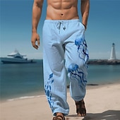 cheap Men&#039;s Printed Casual Pants-Jellyfish Marine Life Men&#039;s Resort 3D Printed Casual Pants Trousers Elastic Waist Drawstring Loose Fit Straight-Leg Summer Beach Pants S TO 3XL