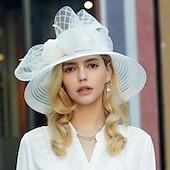 economico Fascinator-Fascinators kentucky derby cappello in fibra di bowler / cappello a cloche cappello a secchiello cappello floscio da sposa tea party matrimonio elegante con fiocco di piume copricapo copricapo
