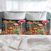 abordables Sábanas y funda de almohada-Juego de 2 fundas de almohada tamaño queen con diseño de setas, funda de edredón estampada, funda de almohada suave y transpirable, funda de almohada decorativa (20 x 30 pulgadas)