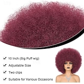 economico Parrucche da festa-parrucche afro rosse per donne nere parrucca senza colla da indossare e andare da 10 pollici parrucche afro ricce parrucche sintetiche color borgogna per feste quotidiane costume cosplay uso