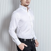 preiswerte Button-Down-Hemden für Herren-Herren Hemd Hemd mit Spearpoint-Kragen Oberhemd Glatt Hochzeit Party Schwarz Weiß Rote Marineblau Langarm Kargen Frühling &amp; Herbst Bekleidung Button-Down