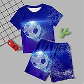 levne 3D sporty a hry pro chlapce-Chlapecké 3D Fotbal Trička a kalhoty Pyžamové sady Krátký rukáv 3D tisk Léto Aktivní Módní Denní Děti 3-12 let Tričkový Domů Ležérní Vevnitř Běžný