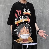billige Tegneserie- og filmkaraktergrafikk-One Piece Monkey D. Luffy T-skjorte Tegneserie Manga Animé Graphic Til Par Herre Dame Voksne Karneval Maskerade Varmstempling Fritid / hverdag