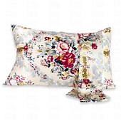 baratos Lençóis e fronhas-Fronha 100% seda amoreira 16 momme seda natural dupla face, capa de fronha com estampa floral de 1 peça com fecho de zíper oculto, cuidados de beleza hipoalergênicos