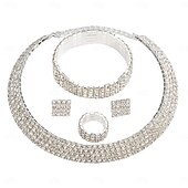abordables Accessoires portables-Ensemble de bijoux d&#039;amour, yeux en cristal, boucles d&#039;oreilles, collier, ensemble de bijoux de mariage pour femmes