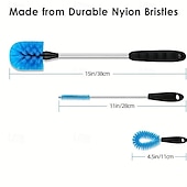 economico Pulizia cucina-Set di spazzole per la pulizia delle bottiglie d&#039;acqua 3 in 1: perfetto per bottiglie a collo stretto, bottiglie sportive, tazze da caffè, bicchieri e fiaschette