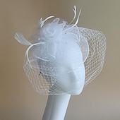 levne Svatební čelenka-Fascinátory Klobouky Doplňky do vlasů Organza Se širší krempou Cylindr Závojový klobouk Dostih koktejl Elegantní Vinobraní S Peří Mašličky Přílba Pokrývky Hlavy