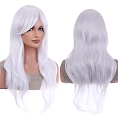 economico Parrucche storiche-parrucche 28 pollici 70cm lunghi capelli ricci ondulati parrucca cosplay resistente al calore con cuffia per parrucca parrucche di carnevale