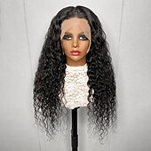 economico Parrucche lace front capelli veri-parrucca frontale in pizzo trasparente con onde d&#039;acqua 13x6, densità 150% per donne nere