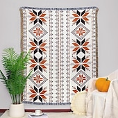 preiswerte Sofadecken &amp; Überwürfe-Boho-Mandala-Fadendecke, ländliche Geometrie, Sofa-Hängeteppich, gestrickte Sofadecke aus Baumwolle