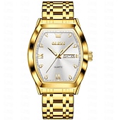 cheap Quartz Watches-OLEVS Men Quartz Watch Fashion Business Wristwatch Luminous Calendar Date Week Waterproof Steel Watch