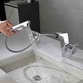 cheap Bathroom Sink Faucets-Bathroom Sink Faucet - Rotatable / Pull out / Classic Electroplated Centerset Single Handle One HoleBath Taps