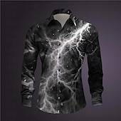abordables Chemises imprimées pour hommes-Homme Éclairage Chemise Chemise boutonnée manche longue Abstrait Sous-culturel Usage quotidien Sortie Printemps Col rabattu Imprimer Bouton bas Bleu Violet Orange Vert Gris