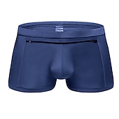 cheap Men&#039;s Boxer Swim Trunks-Men&#039;s Boxer Swim Shorts Beach Shorts Going out Weekend Soft Comfortable Elastic Waist Zipper Pocket Plain Short Gymnatics Casual Activewear Lake blue Black
