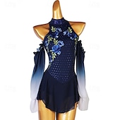 olcso Latin tánc ruházat-tánc salsa latin tánc ruha strasszos női lányok teljesítmény edzés hosszú ujjú magas sifon spandex
