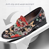 preiswerte Loafer aus hochwertigem Leder-Herren Loafer &amp; Slip On Formelle Schuhe Abendschuhe Leder Italienisches Vollnarbenleder Bequem Rutschfest Slipper Schwarz
