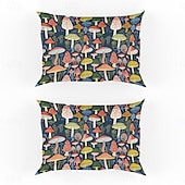 abordables Sábanas y funda de almohada-Juego de 2 fundas de almohada tamaño queen con diseño de setas, funda de edredón estampada, funda de almohada suave y transpirable, funda de almohada decorativa (20 x 30 pulgadas)