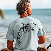abordables Translation-Homme Graphic Animal Requin T shirt Manche Courte T-shirt 3D effet Col Ras du Cou Chemise du quotidien Hawaïen Style complexe Sport extérieur Vacances Sortie Blanche Vert Claire Rose Claire Printemps