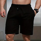 baratos Shorts de moletom-Homens Shorts de moletom Shorts casuais Com Cordão Cintura elástica Tecido Respirável Macio Casual Final de semana Moda Roupa de rua Preto Cinzento Micro-Elástica