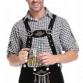 preiswerte Herrenhemd zum Knöpfen-Herren Hemd Freizeithemd Knopfhemd Karierte Hemden Schwarz Rot Grün Langarm Karomuster Revers Karneval Urlaub Tasche Bekleidung Baumwolle Baumwollmischung Mode Lässig Bequem