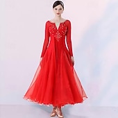 economico Abbigliamento da Competizione-Balli da sala Abito A fantasia Cristalli / Strass Per donna Prestazioni Feste Manica lunga Retato Elastene Organza