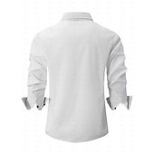 preiswerte Businesshemden für Herren-Herren Oberhemd Lässiges Hemd Schwarz Weiß Hellgrün Burgunderrot Blau Langarm Farbblock Solide / einfarbig Umlegekragen Hochzeit Urlaub Button-Down Bekleidung Baumwolle Modisch Freizeit