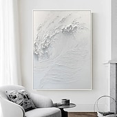 voordelige Abstracte schilderijen-groot met de hand geschilderd abstract wit olieverfschilderij golven schilderen op canvas modern olieverfschilderij kunst aan de muur handgeschilderd schilderij kunst aan de muur schilderij voor