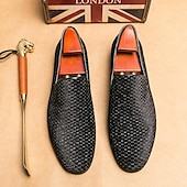 preiswerte Halbformell-Herren Loafer &amp; Slip On Übergrössen Loafer fahren Wanderschuhe Geschäftlich Britisch Hochzeit Party &amp; Abend St. Patricks Day Stoff Schwarz Weiß Blau Frühling Herbst