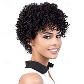 economico Parrucche da festa-Parrucca Corto Riccia Afro per Donne Nere Parrucche Kinky con Frangia Parrucche Sintetiche Resistente al Calore Parrucche dall&#039;Aspetto Naturale Parrucca di Halloween