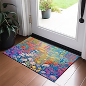 economico Zerbini-Tappetini zerbino con fiori colorati Tappeti lavabili Tappetino da cucina Tappeto antiscivolo a prova di olio Tappetino per esterni per interni Arredamento camera da letto Tappetino per bagno Tappeto