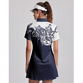 preiswerte Frauengolfkleidung-Damen Golfkleid Schwarz Kurzarm Sonnenschutz Kleid Paisley-Muster Damen-Golfkleidung, Kleidung, Outfits, Kleidung