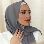 baratos Islâmico Arábico-Mulheres Xales lenços de hijab Árabe árabe muçulmano Ramadã Côr Sólida Adulto Xale