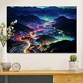 cheap Landscape Prints-Landscape Wall Art Canvas City Lights at Night Prints and Posters Pictures Decorative Fabric Painting For Living Room Pictures No Frame