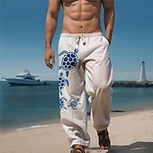 cheap Men&#039;s Printed Casual Pants-Sea Turtle Marine Life Men&#039;s Resort 3D Printed Casual Pants Trousers Elastic Waist Drawstring Loose Fit Straight-Leg Summer Beach Pants S TO 3XL