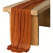 billige Bordduker-boho cheesecloth bordløper lang gasbind romantisk bordløper for bryllup, brudedusjer, babyshower, Thanksgiving, bursdager, spisestue, kommode, fars dag, lærernes dag, hjemmeinnredning