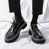 abordables Semi-formel-chaussures oxford à plateforme en similicuir verni pour hommes avec semelle crantée épaisse - chaussures formelles et décontractées élégantes pour le bureau, les événements et les fêtes