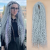 olcso Hajfonatok-24 hüvelykes, 18 szálú szintetikus kétvégű raszta hosszabbítók 3 az 1-ben vegyes göndör végű hippi stílusú boho wavy de dreads fonat raszta hosszabbítókban