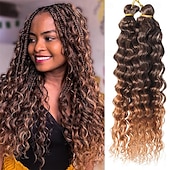 abordables Crocheter les cheveux-2 pack océan vague profonde crochet cheveux 16 pouces bouclés tressage cheveux pour crochet tresses déesse locs crochet cheveux dreadlock extensions