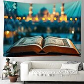 tanie gobelin krajobrazowy-koran eid mubarak ramadan wiszące gobelin meczet wall art duży gobelin mural wystrój fotografia tło koc kurtyna strona główna sypialnia salon dekoracja