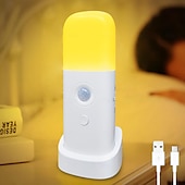 cheap Sensor Night Lights-LED Motion Sensor Night Light USB Rechargeable Dimmable LED Light Portable Motion Activated Night Lamp For Living Room Bedroom Hallway Lighting