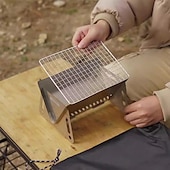 abordables Cuisine de camping-Barbecue pliant au charbon de bois, trous de ventilation faciles à installer en acier inoxydable, gril pliable pour les fêtes