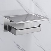 cheap Towel Bars-Bathroom Accessory Set Wall Mounted Brushed Stainless Steel Include Robe Hook Towel Bar Toilet Paper Holder with Mobile Phone Storage Shelf Towel Holder and Roll Paper Shelf 1or 3pcs