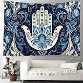 ieftine Tapiserii de vacanță-Epocă hamsa agățată de mână tapiserie eid ramadan artă de perete tapiserie mare decor mural fotografie fundal pătură perdea acasă dormitor living decor