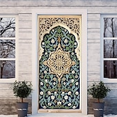 tanie Okładki drzwi-ramadan kareem meczet pokrowce na drzwi wystrój muralu drzwi gobelin zasłona drzwi dekoracja tło drzwi banner zdejmowany na frontowe drzwi kryty na zewnątrz domu dekoracja pokoju dom wystrój dostaw